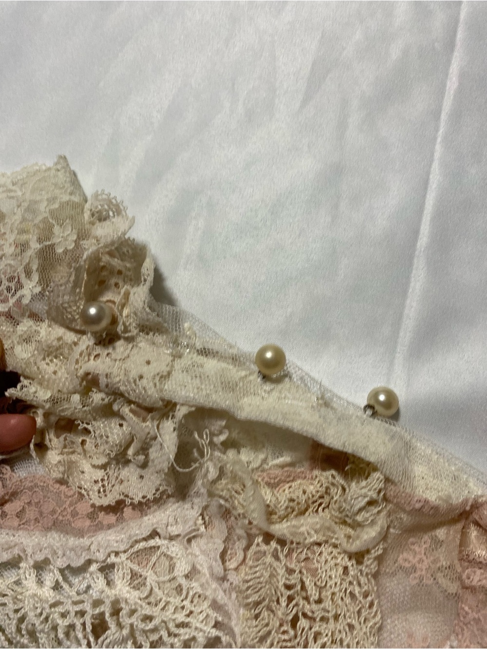 Lace Ruffle Victorian-Inspired Blouse in Ivory and Blush - Picture 6 of 10